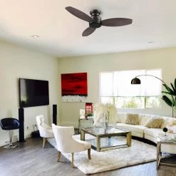 Trendsetter 48 in. Indoor Black 10-Speed DC Motor Flush Mount Ceiling Fan with Remote Control by CARRO -Decor Therapy Shop black carro ceiling fans without lights hc483q n10 b5 1 fm 31 1000