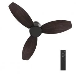 Trendsetter 48 in. Indoor Black 10-Speed DC Motor Flush Mount Ceiling Fan with Remote Control by CARRO -Decor Therapy Shop black carro ceiling fans without lights hc483q n10 b5 1 fm c3 1000