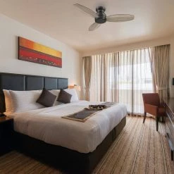 Trendsetter 48 in. Indoor Black 10-Speed DC Motor Flush Mount Ceiling Fan with Remote Control by CARRO -Decor Therapy Shop black carro ceiling fans without lights hc483q n10 bo 1 fm 31 1000