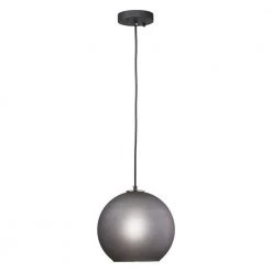 Helos 1-Light Black Pendant with Gray Globe Frosted Glass Shade by CARRO
