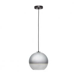 Helos Big 1-Light Black Pendant with Chrome Globe Glass Shade by CARRO