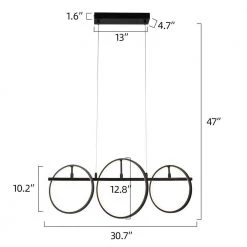 Abbey 32-Watt Integrated LED Matte Black Pendant with 3 Metal Rings by CARRO -Decor Therapy Shop black carro chandeliers p m3113011b1 fa 1000
