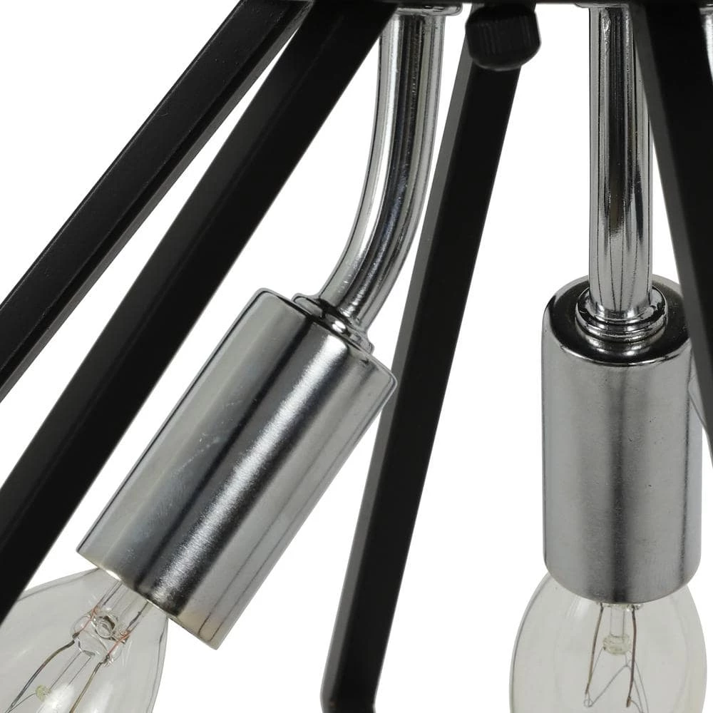 Septer 11 in. 3-Light Black and Chrome Geometric Flush Mount by Decor Therapy 6 Septer 11 in. 3-Light Black and Chrome Geometric Flush Mount by Decor Therapy - Image 4