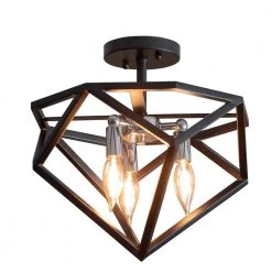 Alexa 3-Light Black Semi-Flush Mount Light by Decor Therapy -Decor Therapy Shop black decor therapy chandeliers ch1893 1f 1000