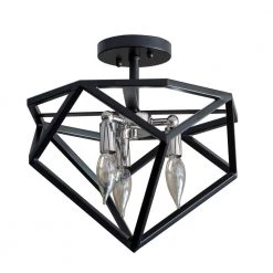 Alexa 3-Light Black Semi-Flush Mount Light by Decor Therapy