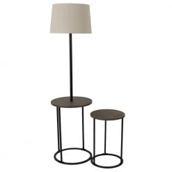 Ricard 58 in. Black Floor Lamp with Nesting Table Set by Decor Therapy