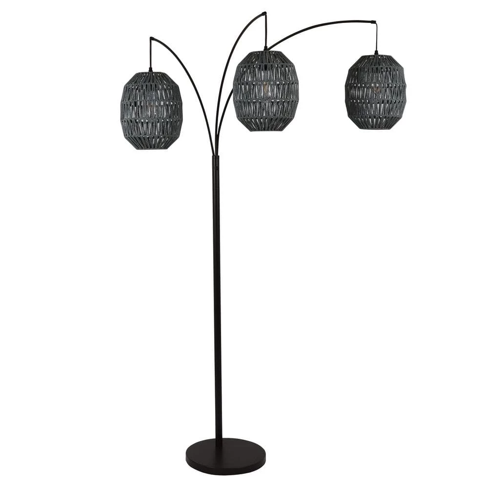 Laurette 75 in. Black 3-Light Floor Lamp by Decor Therapy 3 Laurette 75 in. Black 3-Light Floor Lamp by Decor Therapy