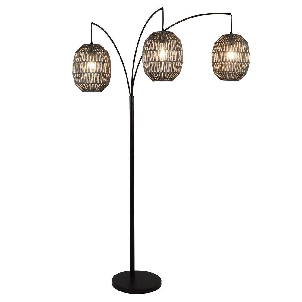 Laurette 75 in. Black 3-Light Floor Lamp by Decor Therapy 4 Laurette 75 in. Black 3-Light Floor Lamp by Decor Therapy - Image 2