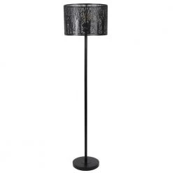 Edgar 58.5 in. Black Indoor Floor Lamp with Metal Leaf Patterned Shade by Decor Therapy