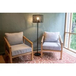 Edgar 58.5 in. Black Indoor Floor Lamp with Metal Leaf Patterned Shade by Decor Therapy -Decor Therapy Shop black decor therapy floor lamps pl4398 76 1000