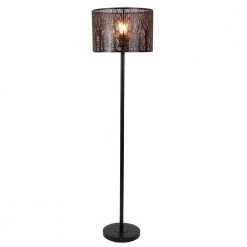 Edgar 58.5 in. Black Indoor Floor Lamp with Metal Leaf Patterned Shade by Decor Therapy -Decor Therapy Shop black decor therapy floor lamps pl4398 c3 1000
