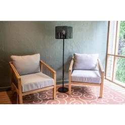 Edgar 58.5 in. Black Indoor Floor Lamp with Metal Leaf Patterned Shade by Decor Therapy -Decor Therapy Shop black decor therapy floor lamps pl4398 fa 1000