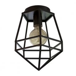 Doyle Geometric 8 in. 1-Light Black Flush Mount by Decor Therapy