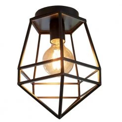 Doyle Geometric 8 in. 1-Light Black Flush Mount by Decor Therapy -Decor Therapy Shop black decor therapy flush mount lights ch1887 c3 1000