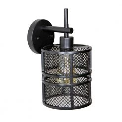 Rixon 11 in. Black Mesh Shade 1-Light Wall Sconce by Decor Therapy