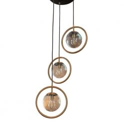 Griggs Globe 3-Light Black and Antique Brass Pendant by Decor Therapy