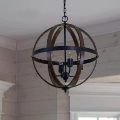 Mason 4-Light Black Pendant by Decor Therapy -Decor Therapy Shop black metal and wood decor therapy chandeliers ch1857 c3 1000