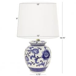 Ceramic Chic 21 in. Blue and White Table Lamp with Cotton Shade by Decor Therapy -Decor Therapy Shop blue and white decor therapy table lamps tl14119 4f 1000