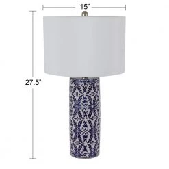 Patina Vie 27.5 in. Blue and White Ceramic Table Lamp with White Shade by Decor Therapy -Decor Therapy Shop blue and white decor therapy table lamps tl22329 4f 1000