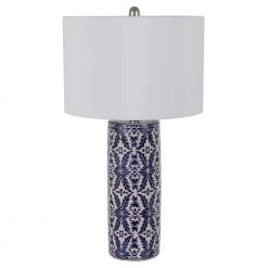 Patina Vie 27.5 in. Blue and White Ceramic Table Lamp with White Shade by Decor Therapy