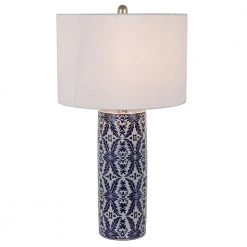 Patina Vie 27.5 in. Blue and White Ceramic Table Lamp with White Shade by Decor Therapy -Decor Therapy Shop blue and white decor therapy table lamps tl22329 c3 1000