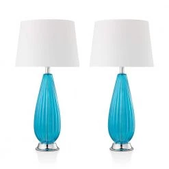 Magnolia 28 in. Blue Indoor Table Lamp, Set of 2 by CARRO