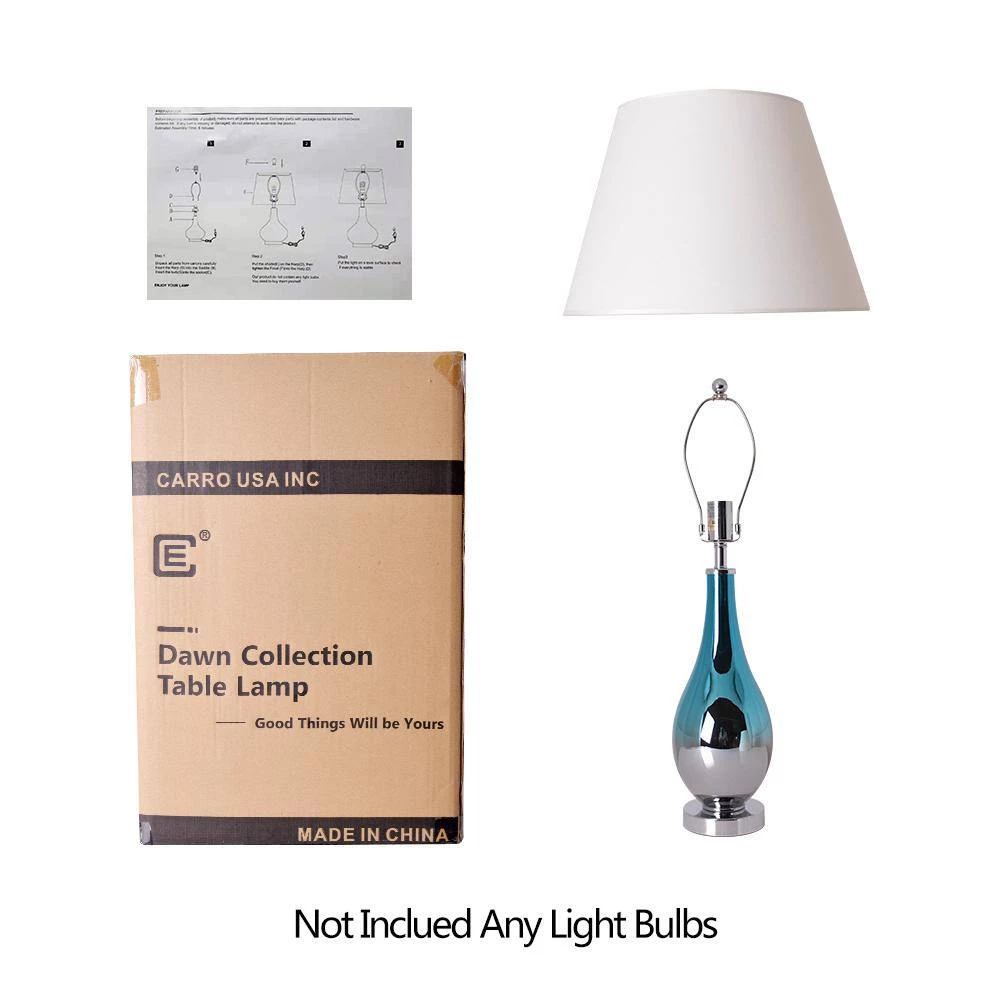 Tulip 28 in. Blue Chrome Ombre Indoor Table Lamp with Shade by CARRO 4 Tulip 28 in. Blue Chrome Ombre Indoor Table Lamp with Shade by CARRO - Image 3