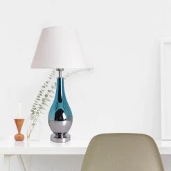 Tulip 28 in. Blue Chrome Ombre Indoor Table Lamp with Shade by CARRO 14 Tulip 28 in. Blue Chrome Ombre Indoor Table Lamp with Shade by CARRO -Decor Therapy Shop blue chrome ombre carro table lamps t g28011a1 fa 1000