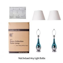 Tulip 28 in. Blue Chrome Ombre Indoor Table Lamp with Shade, Set of 2 by CARRO -Decor Therapy Shop blue chrome ombre carro table lamps t g28012a1 66 1000