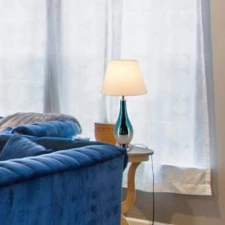 Tulip 28 in. Blue Chrome Ombre Indoor Table Lamp with Shade, Set of 2 by CARRO -Decor Therapy Shop blue chrome ombre carro table lamps t g28012a1 76 1000