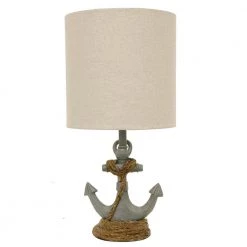 Saylor Anchor 16 in. Antique Blue Table Lamp with Linen Shade by Decor Therapy