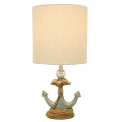 Saylor Anchor 16 in. Antique Blue Table Lamp with Linen Shade by Decor Therapy -Decor Therapy Shop blue decor therapy table lamps tl15453 c3 1000