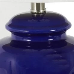 Ceramic Chic 24 in. Blue Table Lampw ith Faux Silk Shade by Decor Therapy -Decor Therapy Shop blue finish decor therapy table lamps tl7898 4f 1000