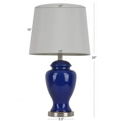 Ceramic Chic 24 in. Blue Table Lampw ith Faux Silk Shade by Decor Therapy -Decor Therapy Shop blue finish decor therapy table lamps tl7898 76 1000