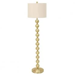 58.75 in. Stacked Ball Brass Floor Lamp with Shade by Decor Therapy
