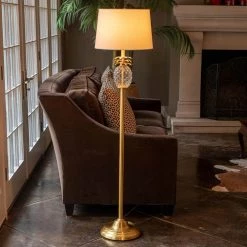 Dalila 59 in. Pineapple Font Brass Floor Lamp with Shade by Decor Therapy -Decor Therapy Shop brass decor therapy floor lamps pl4335 1f 1000