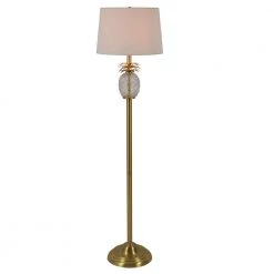 Dalila 59 in. Pineapple Font Brass Floor Lamp with Shade by Decor Therapy -Decor Therapy Shop brass decor therapy floor lamps pl4335 4f 1000