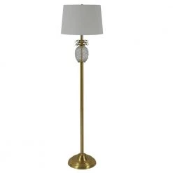 Dalila 59 in. Pineapple Font Brass Floor Lamp with Shade by Decor Therapy