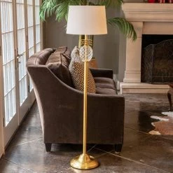 Dalila 59 in. Pineapple Font Brass Floor Lamp with Shade by Decor Therapy -Decor Therapy Shop brass decor therapy floor lamps pl4335 c3 1000