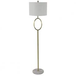 61.25 in. Ava Oval Font Steel Brass Floor Lamp with Shade by Decor Therapy 10 61.25 in. Ava Oval Font Steel Brass Floor Lamp with Shade by Decor Therapy -Decor Therapy Shop brass decor therapy floor lamps pl4337 4f 1000