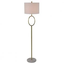 61.25 in. Ava Oval Font Steel Brass Floor Lamp with Shade by Decor Therapy