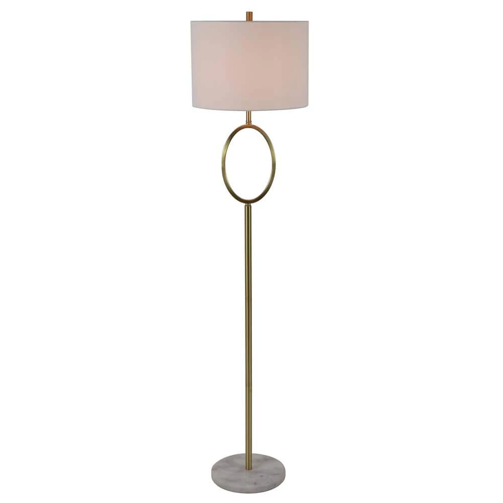 61.25 in. Ava Oval Font Steel Brass Floor Lamp with Shade by Decor Therapy 3 61.25 in. Ava Oval Font Steel Brass Floor Lamp with Shade by Decor Therapy