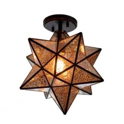 Star Shape 14 in. 1-Light Antique Bronze Semi Flush Pendant by Decor Therapy -Decor Therapy Shop bronze decor therapy flush mount lights ch1876 1f 1000