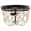 Jasper 13.25 in. 3-Light Bronze and Wood Bead Flush Mount by Decor Therapy