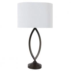 27.5 in. Bronze Sculpted Table Lamp with White Shade by Decor Therapy