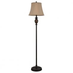 Mae 61 in. Bronze Floor Lamp with Faux Silk Shade by Decor Therapy