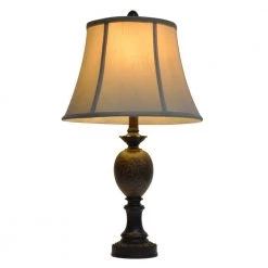 Huntington 25 in. Bronze Table Lamp with Faux Silk Shade by Decor Therapy