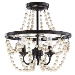Jasper 16 in. 3-Light Bronze and Wood Bead Semi Flush by Decor Therapy -Decor Therapy Shop bronze wood decor therapy flush mount lights ch1970 1f 1000