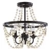 Jasper 16 in. 3-Light Bronze and Wood Bead Semi Flush by Decor Therapy