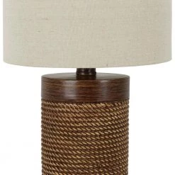 Cali Rope 15 in. Brown Table Lamp with Linen Shade by Decor Therapy -Decor Therapy Shop brown decor therapy table lamps tl15455 1f 1000
